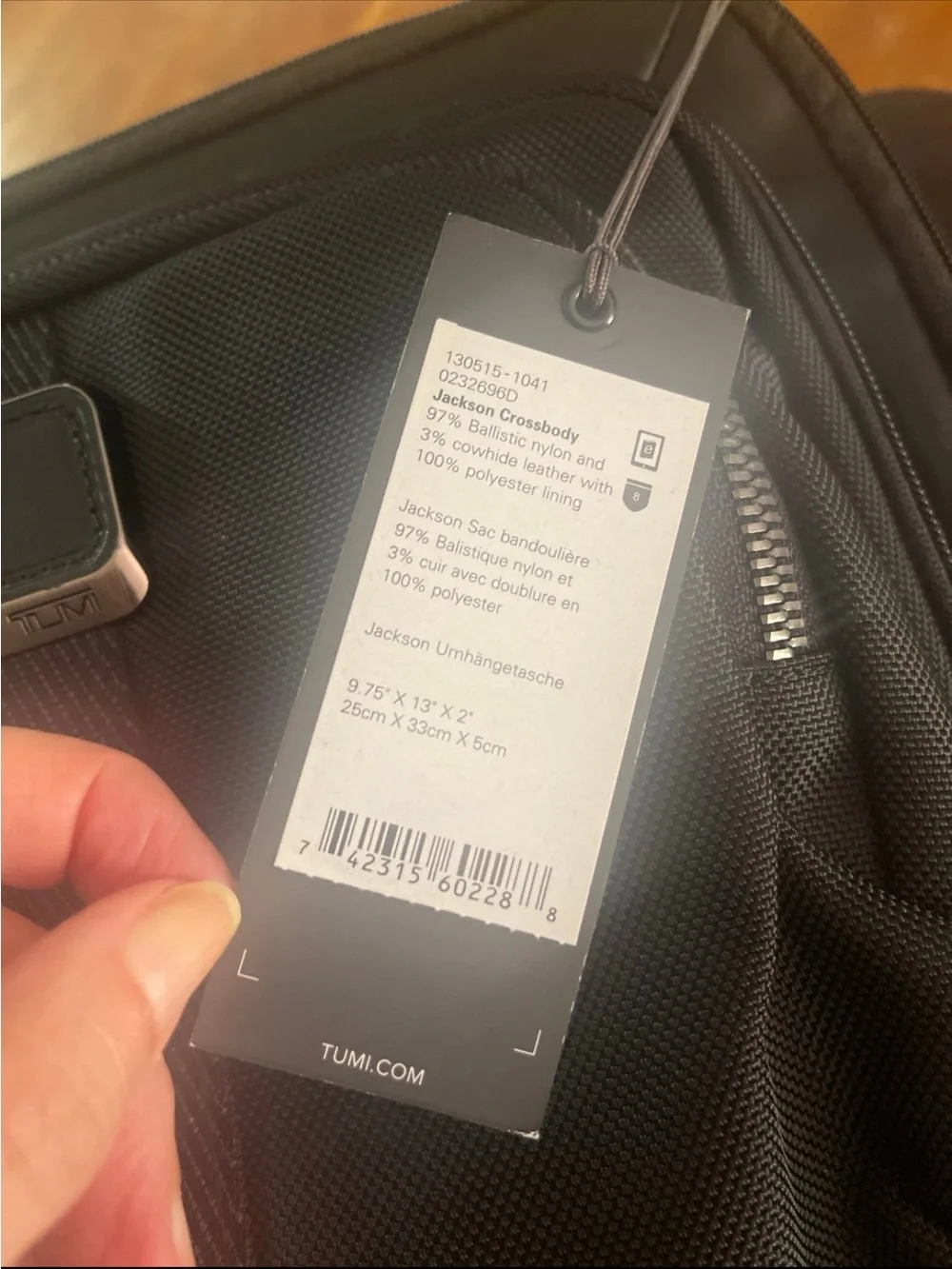 NWT TUMI men’s Jackson crossbody bag 9.75”x13”x2” black